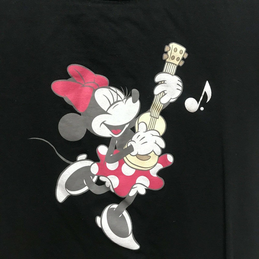 Uniqlo Sounds Of Disney Minnie Mouse Tee Shirt Womens Small Black Guitar